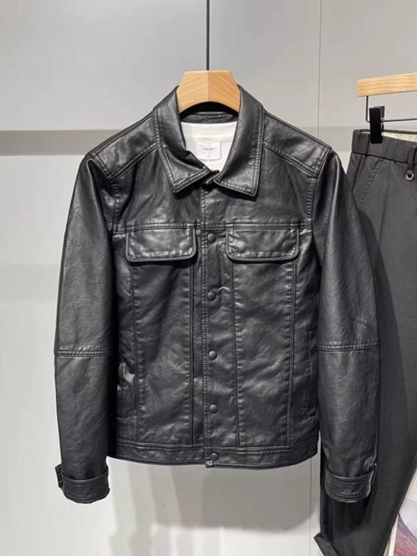 秋冬 革 ジャケット メンズ アメリカン スリム ソフトレザー オートバイ メンズ ジャケット(4)