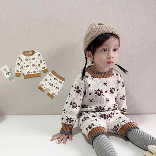 ベビー服 セーター プルオーバー パンツ セット ニット 秋冬 かわいい キュート ギフト ベビー品 子供服 ベビー服 セーター プルオーバー パンツ セット ニット 秋冬 かわいい キュート ギフト ベビー品 子供服