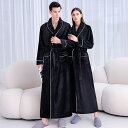 バスローブ 秋冬 レディース エクストラ ロング ナイトガウン メンズ 厚手 フランネル カップル 裏起毛 コーラル 起毛 パジャマ 大きいサイズ