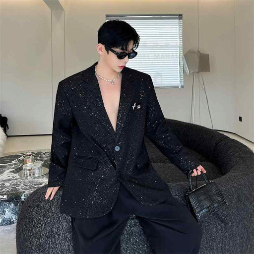 感 ブレザー 韓国 メンズ キャバ 光沢感 ジャケット アウター パーティー ゆったり ストリート 感 ブレザー 韓国 メンズ キャバ 光沢感 ジャケット アウター パーティー ゆったり ストリート