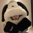 子犬 かわいい ぬいぐるみ 帽子 スカーフ ワンピース レディース 秋冬 かわいい 厚手 暖かい 手袋3点セット