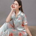 パジャマ ルームウェア レディース 夏 薄手 上品 半袖 ズボン 部屋着 セット ラグジュアリー 大きめサイズ