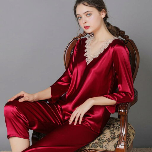 パジャマ ルームウェア レディース 春秋 薄手 上品 セクシー 夏 ワインレッド ラグジュアリー セットアップ スーツ パジャマ ルームウェア レディース 春秋 薄手 上品 セクシー 夏 ワインレッド ラグジュアリー セットアップ スーツ