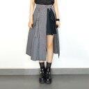 プリーツ 白黒 格子 千鳥格子 コットン セットアップ ロング ショート Aラインスカート レディース