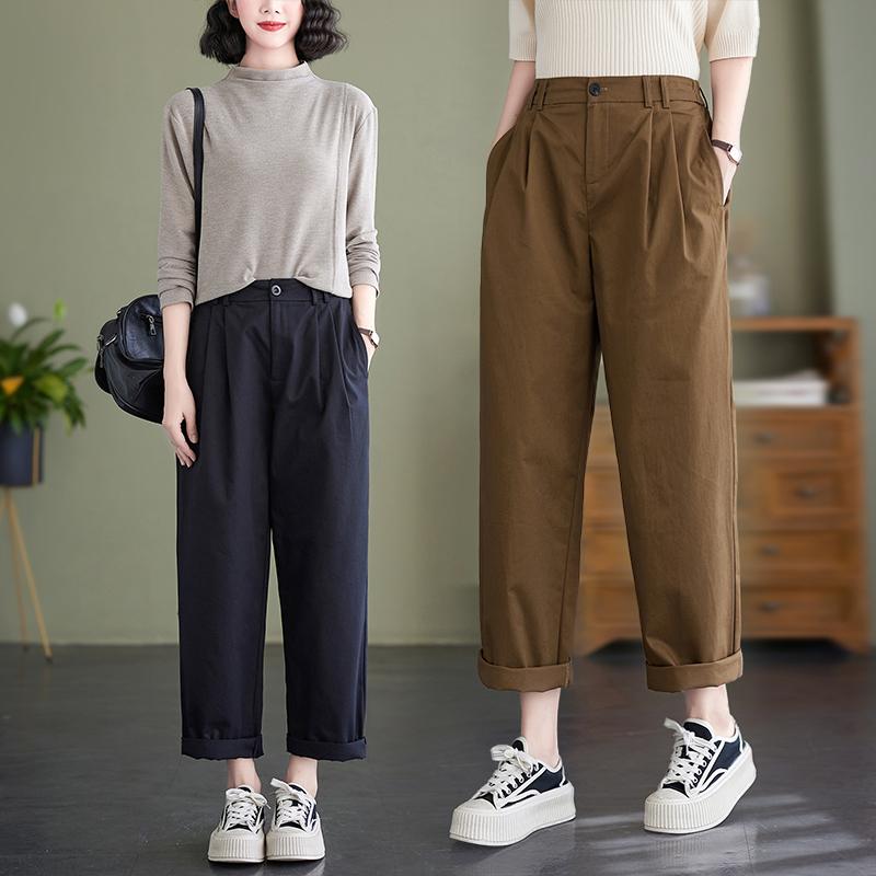 パンツ ストレートパンツ コットンパンツ ウエストゴム シンプル カジュアル ゆったり 通勤 通学 ドライブ アウトドア 快適コーデ 着回し自在 レディース ファッション