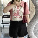 ぽっちゃり 女の子 Tシャツ 半袖 夏 大きめサイズ カジュアル 通学 レジャー ホームウェア トップス レディース