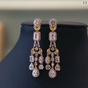 ジルコニア イヤリング ピアス 耳飾り ピンクゴールド レディース ディナー アクセサリー ウェディング ドレス イブニングドレス タッセル風 しゃらしゃら 大...