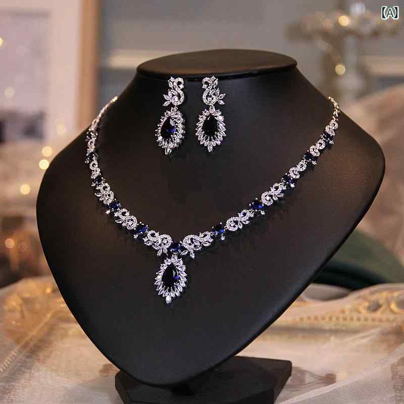ブライダル ネックレス ターコイズ 宝石 ウェディング ドレス 耳飾り セット ピアス アクセサリー ディナー ストーン 重厚感 豪華感 葉 グリーン サファイア パーティー 目立つ 派手