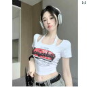Tシャツ 半袖 アメカジ ダンス クラブ へそ出し ホルターネック ヒップホップ 衣装 KPOP カジュアル レジャー 通学 休日 ホームウェア 快適コーデ レディース