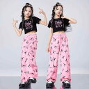 キッズ 子供服 衣装 セットアップ コスチューム ダンス ヒップホップ ストリート パフォーマンス ステージ 発表会 カジュアル ポップ へそ出し アクティブ 映える