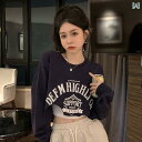 トレーナー スウェットシャツ 長袖 アメカジ ダンス クラブ ショート ヒップホップ KPOP カジュアル レジャー 通学 休日 ホームウェア 快適コーデ レディース