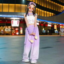 子供服 女の子 Tシャツ タンクトップ へそ出し パンツ 夏 コスチューム バンド ダンス ヒップホップ ストリート系 パフォーマンス 衣装 クール かっこいい キッズ