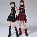 子供服 女の子 タンクトップ へそ出し チェックスカート 夏 コスチューム バンド ダンス ヒップホップ ストリート系 パフォーマンス 衣装 クール かっこいい キッズ