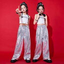 子供服 女の子 Tシャツ タンクトップ へそ出し パンツ 夏 コスチューム バンド ダンス ヒップホップ ストリート系 パフォーマンス 衣装 クール かっこいい キッズ