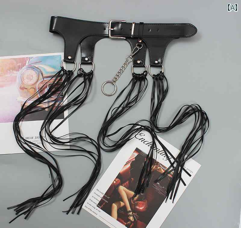 ベルト ファッション アクセサリー パンク ロック ゴスロリ 地雷 ダーク タッセル ペンダント ガードル レザー ストラップ(4)
