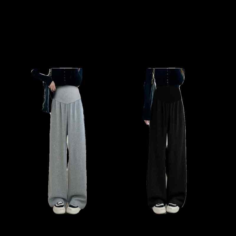 マタニティパンツ 春秋冬 カジュアル ボトパンツ 起毛 厚手 大きめサイズ ゆったり ワイドレッグパンツ 妊婦 腹部サポート コットン 起毛