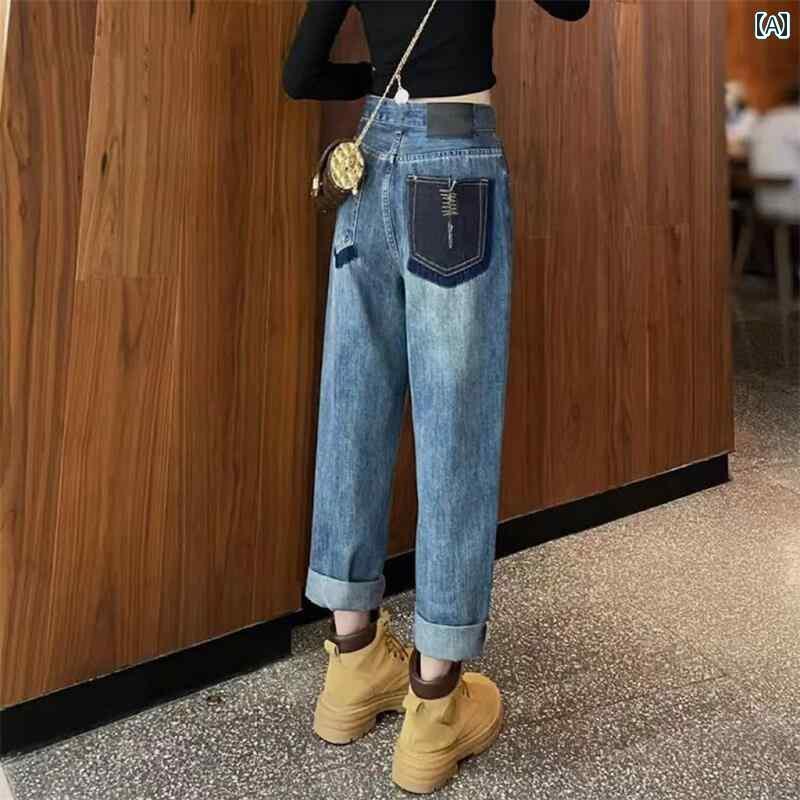 マタニティパンツ 妊娠初期 春秋冬 ダッドパンツ 大きめサイズ ストレート ジーンズ 妊婦 腹部サポート デニム