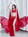 レディース ダンス 秋冬 ベリーダンス スーツ パフォーマンス 衣装 ブラ ロング スカート ウォーター スリーブ