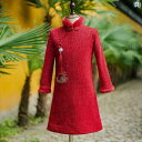 チャイナ ドレス 赤 女の子 冬 正月 服 子供 レディース キッズ 刺繍 レッド 少女 新年 かわいい