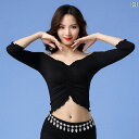 ベリーダンス トップス レディース 魅惑 練習服 Vネック 秋冬 セクシー 黒 ワインレッド 黄 紫赤