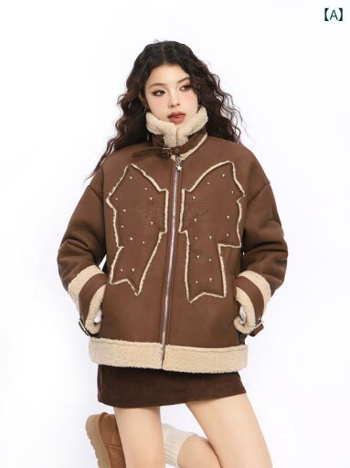 ジャケット アウター レディース ファッション 冬 長袖 厚手 ストレート ポケット ジッパー リボン かわいい ファッション 暖かい ジャケット アウター レディース ファッション 冬 長袖 厚手 ストレート ポケット ジッパー リボン かわいい ファッション 暖かい
