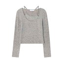 フェイクセットアップ ホルターネック 長袖 Tシャツ レディース 秋 スリムフィット シック トップス ファッション プルオーバー プルオーバー カジュアル 森ガール(4)