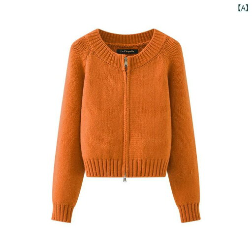 レディース ファッション アウター トップス ジャケット ラウンドネック 両端 ジッパー ニット カーディガン ゆったり ソフトワックス 無地 秋 レディース ファッション アウター トップス ジャケット ラウンドネック 両端 ジッパー ニット カーディガン ゆったり ソフトワックス 無地 秋