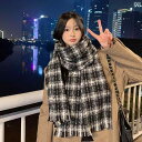 マフラー ファッション アクセサリー 秋冬 ユニセックス スカーフ 韓国 フェイク ショール 厚手 カップル チェック