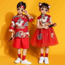 子供服 女の子 男の子 シャツ ショートパンツ ミニスカート チャイナ風 コスチューム バンド ダンス エキゾチック パフォーマンス 衣装 クール かっこいい キッズ