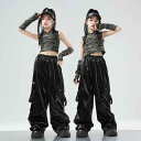 子供服 女の子 迷彩Tシャツ タンクトップ フード へそ出し パンツ コスチューム バンド ダンス ヒップホップ ストリート系 パフォーマンス 衣装 クール かっこいい キッズ