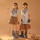子供服 女の子 男の子 Tシャツ タンクトップ へそ出し ショートパンツ ミニスカート コスチューム バンド ダンス ヒップホップ ストリート系 パフォーマンス 衣装 クール かっこいい キッズ