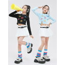 子供服 女の子 Tシャツ へそ出し ミニスカート 夏 コスチューム チアリーディング バンド ダンス ヒップホップ ストリート系 パフォーマンス 衣装 クール かっこいい キッズ