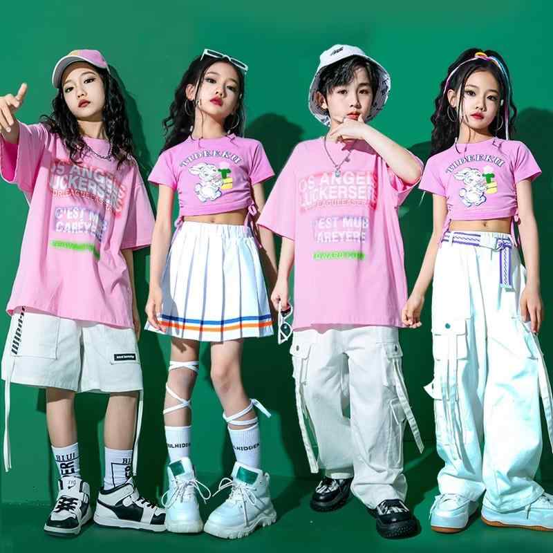 子供服 女の子 男の子 Tシャツ へそ出し パンツ ミニスカート 運動会 チアリーディング コスチューム バンド ダンス パフォーマンス 衣装 クール かっこいい キッズ