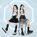 子供服 女の子 Tシャツ タンクトップ へそ出し パンツ ミニスカート コスチューム バンド ダンス ヒップホップ ストリート系 パフォーマンス 衣装 クール かっこいい キッズ