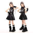 子供服 女の子 Tシャツ タンクトップ へそ出し ミニスカート コスチューム バンド ダンス ヒップホップ ストリート系 パフォーマンス 衣装 クール かっこいい キッズ