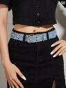 レディース ベルト 韓国 デニムカラー ピンバックル シングルループ レトロ ヴィンテージ風 ファッション おしゃれ 調節可能 星 ウエスト ズボン スカート ...