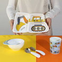 食器 キッズ 子供 ディナー プレート かわいい 掘削機 落下防止 家庭 セパレート セット 耐久性 赤ちゃん ギフト