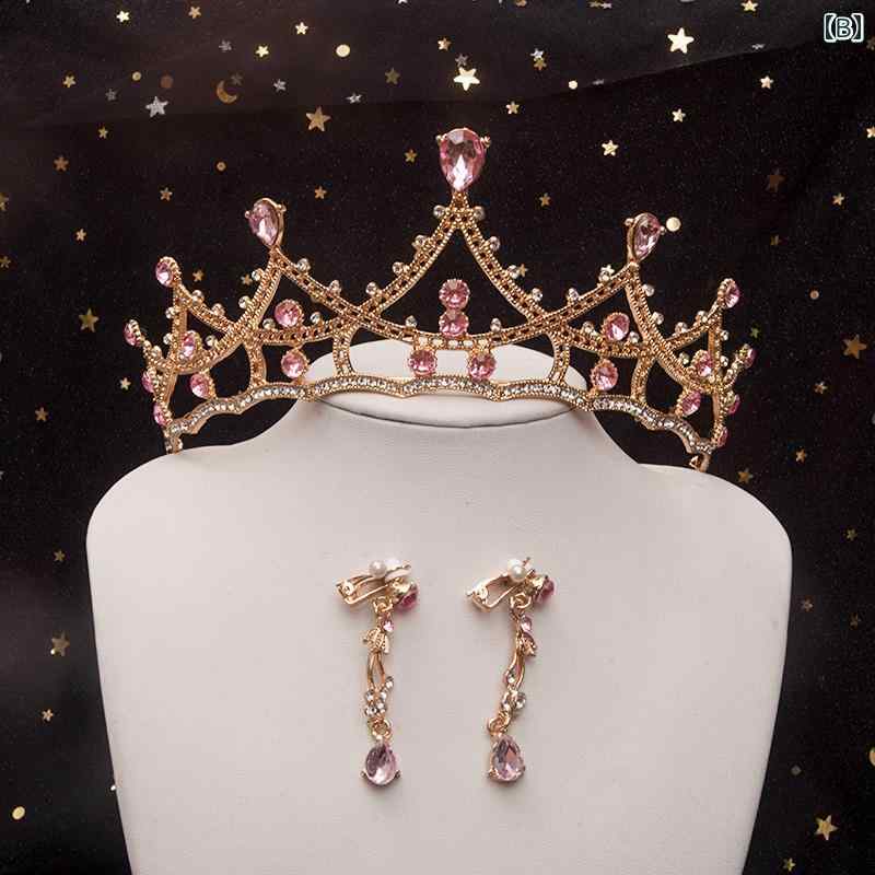 ティアラ 大人式 ウェディング クラウン ピンク 子供 プリンセス 女の子 誕生日 プレゼント アクセサリー パーティー パフォーマンス アニバーサリー