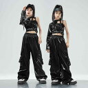 子供服 女の子 Tシャツ タンクトップ へそ出し パンツ コスチューム バンド ダンス ヒップホップ ストリート系 パフォーマンス 衣装 セットアップ クール かっこいい キッズ