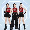 子供服 女の子 Tシャツ タンクトップ へそ出し ショートパンツ 夏 コスチューム バンド ダンス ヒップホップ ストリート系 パフォーマンス 衣装 セットアップ クール かっこいい キッズ