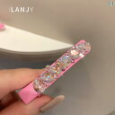 ヘアクリップ ピン グリッパー ビジュー ストーン ピンク サイド 前髪 アクセサリー 韓国 ファッション小物 おしゃれ かわいい キラキラ 上品 女子力アップ 快適アイテム