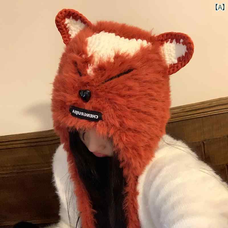 帽子 かわいい 手編み キツネ 耳保護 春秋冬 暖かい レディース ファッション ティーンエイジャー