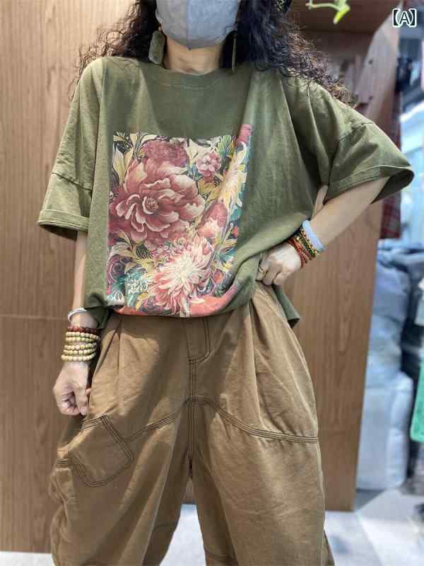 Tシャツ 半袖 シンプル カジュアル ゆったり リラックスフィット エスニック ナチュラル おしゃれ ボーイッシュ メンズライク オーバーサイズ レディース ファッション 春