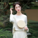 レディース チャイナ風 セットアップ 爽やか 綿 トップス 春夏 仏教 瞑想 私服 茶師服 茶 セット リネン パンツ ウエストゴム 無地 シンプル ラウンドネック(4)