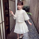 キッズファッション ドレス セットアップ ロング スカート じゃカード かわいい プリンセス チャイナ風 おしゃれ 子供 春夏