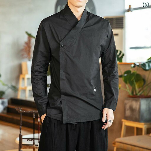 メンズ 漢服 長袖 薄手 シャツ 刺繍 春 コットン レトロ 中国風 唐装 メンズ 大きめサイズ インナーシャツ ベースシャツ ゆったり ボタン装飾 ファッション メンズ 漢服 長袖 薄手 シャツ 刺繍 春 コットン レトロ 中国風 唐装 メンズ 大きめサイズ インナーシャツ ベースシャツ ゆったり ボタン装飾 ファッション