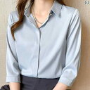 シャツ ブラウス 春夏 七分袖 母の日 ギフト アウター ノーブル スタイリッシュ ショッピング 通勤 通学 レディース