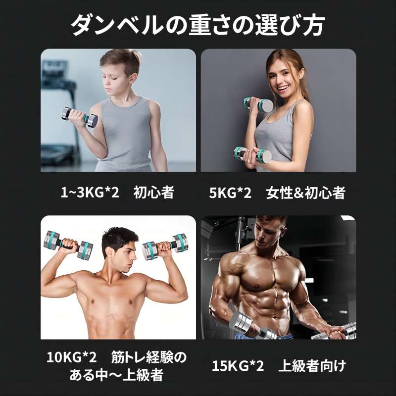 BIMITI ダンベル 家庭用ダンベル スチール 2個セット 1kg 2kg 3kg 4kg 5kg 6kg 7kg...