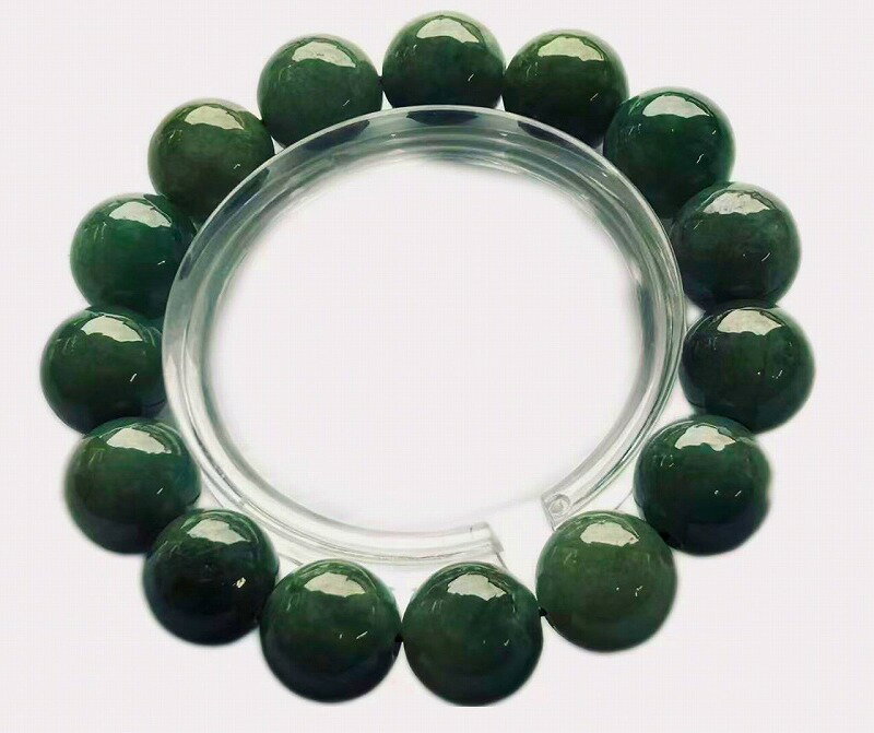 上質30A超綺麗見惚れるほど美しい！！！純天然糸魚川翡翠濃いブレスレット超巨大13.5mm★paK-03