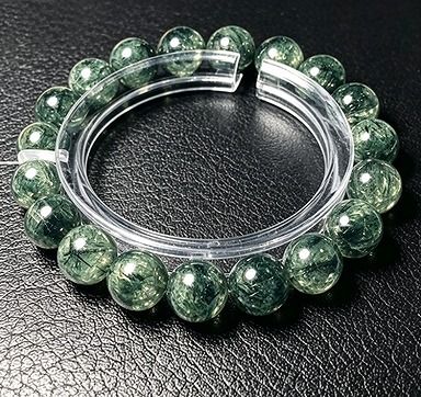 【新品】 天然石（原石） 上質EU製★MATEIYSA繁栄を呼ぶ★35A天然水晶宝石グリーンルチル★ブレスレット超巨大11mm★ A1874